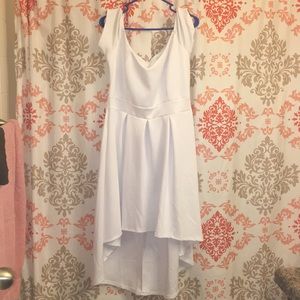 Hi low off the shoulder dress